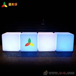 夜光彩LED七彩变色塑料户外发光立方凳户外家具